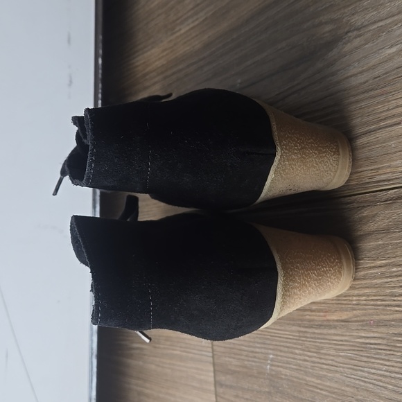 J. Crew Factory Black Suede Lace Up Wedge Booties - Picture 4 of 8